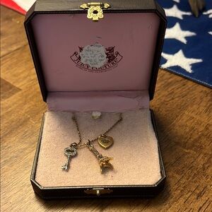 Juicy Couture Gold Charm Necklace with Key and Heart